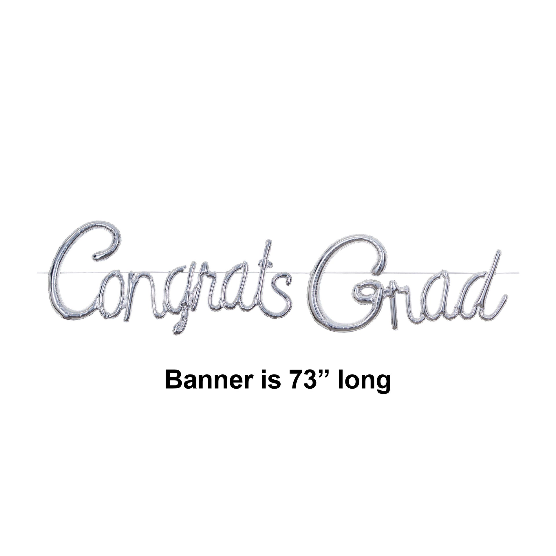 Silver Congrats Grad Balloon Banner | Graduation