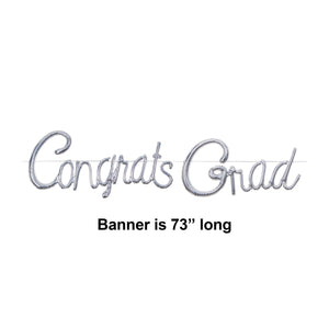 Silver Congrats Grad Balloon Banner | Graduation