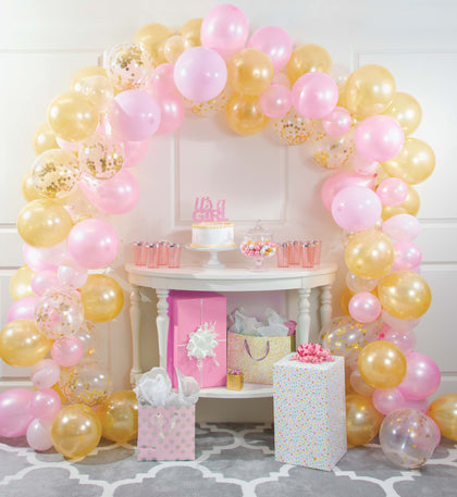 Pink and Gold Balloon Garland Kit | Baby Shower