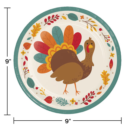 9in Turkey Tom Paper Plates 8ct | Thanksgiving