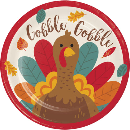 7in Turkey Tom Paper Plates 8ct | Thanksgiving