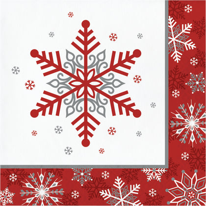 Red Snowflake Lunch Napkins 16ct | Christmas