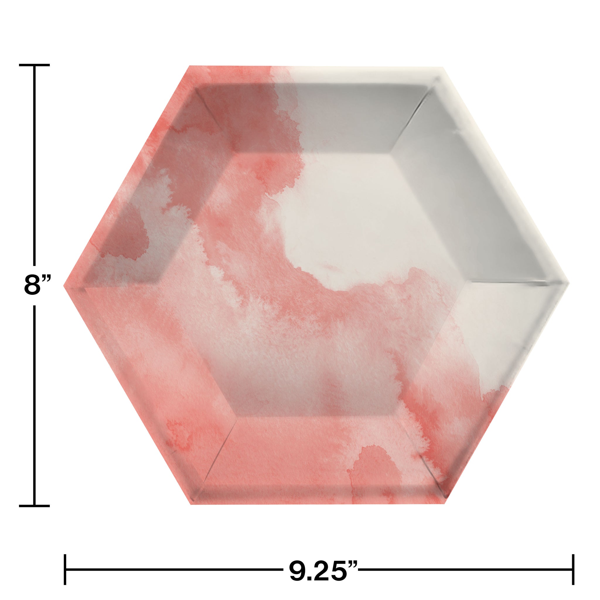 Pink Watercolor Hexagon 10in Plates 8ct |  General Entertainment