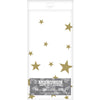 White Plastic Table Cover with Gold Stars | General Entertaining