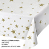 White Plastic Table Cover with Gold Stars | General Entertaining