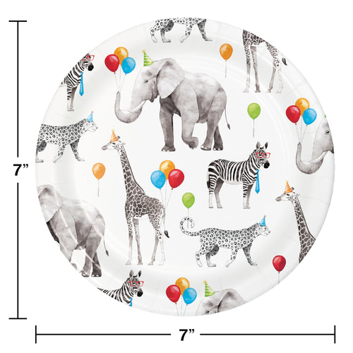 Party Animals 7" Paper Cake Plates 8ct | Kid's Birthday