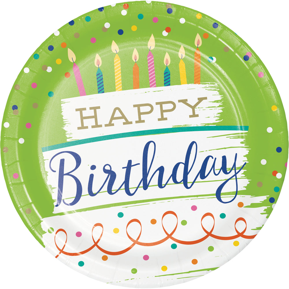 Festive Cake 9in plates 8ct | Generic Birthday