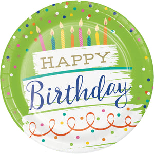 Festive Cake 9in plates 8ct | Generic Birthday