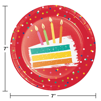 Festive Cake 7in plates 8ct | Generic Birthday