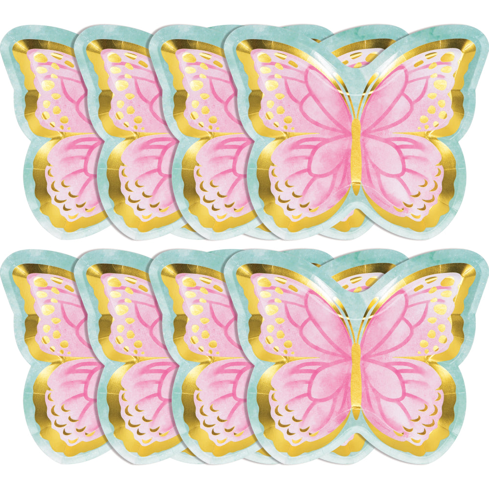 Butterfly Shimmer Shaped Foil Plates 8ct | Kid's Birthday