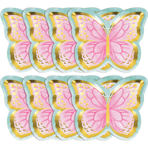 Butterfly Shimmer Shaped Foil Plates 8ct | Kid's Birthday