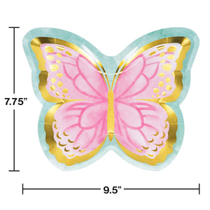 Butterfly Shimmer Shaped Foil Plates 8ct | Kid's Birthday