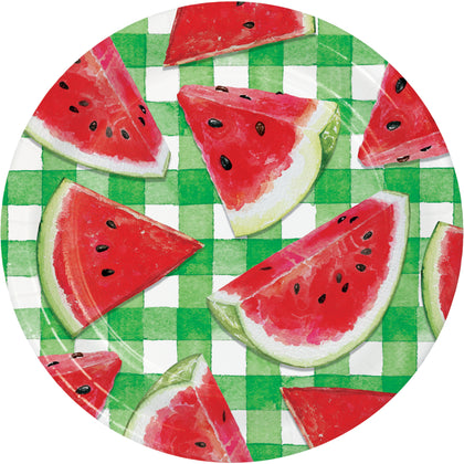 Watermelon Check 7in Plates 8ct | Summer