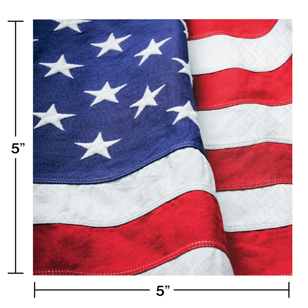 Patriotic Flag Beverage Napkins 16ct | Patriotic