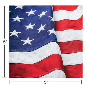 Patriotic Flag Beverage Napkins 16ct | Patriotic