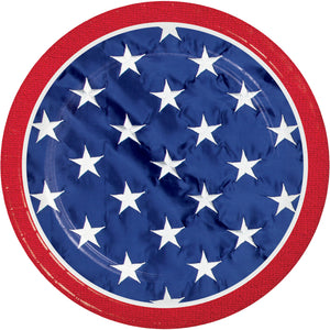Patriotic Flag 7in Paper Plates 8ct | Patriotic