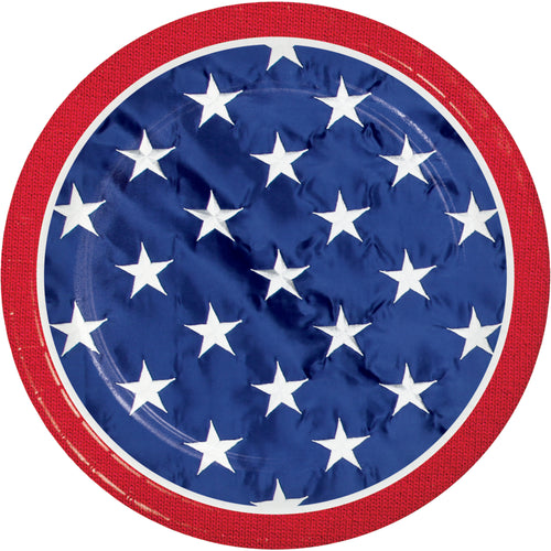 Patriotic Flag 7in Paper Plates 8ct | Patriotic