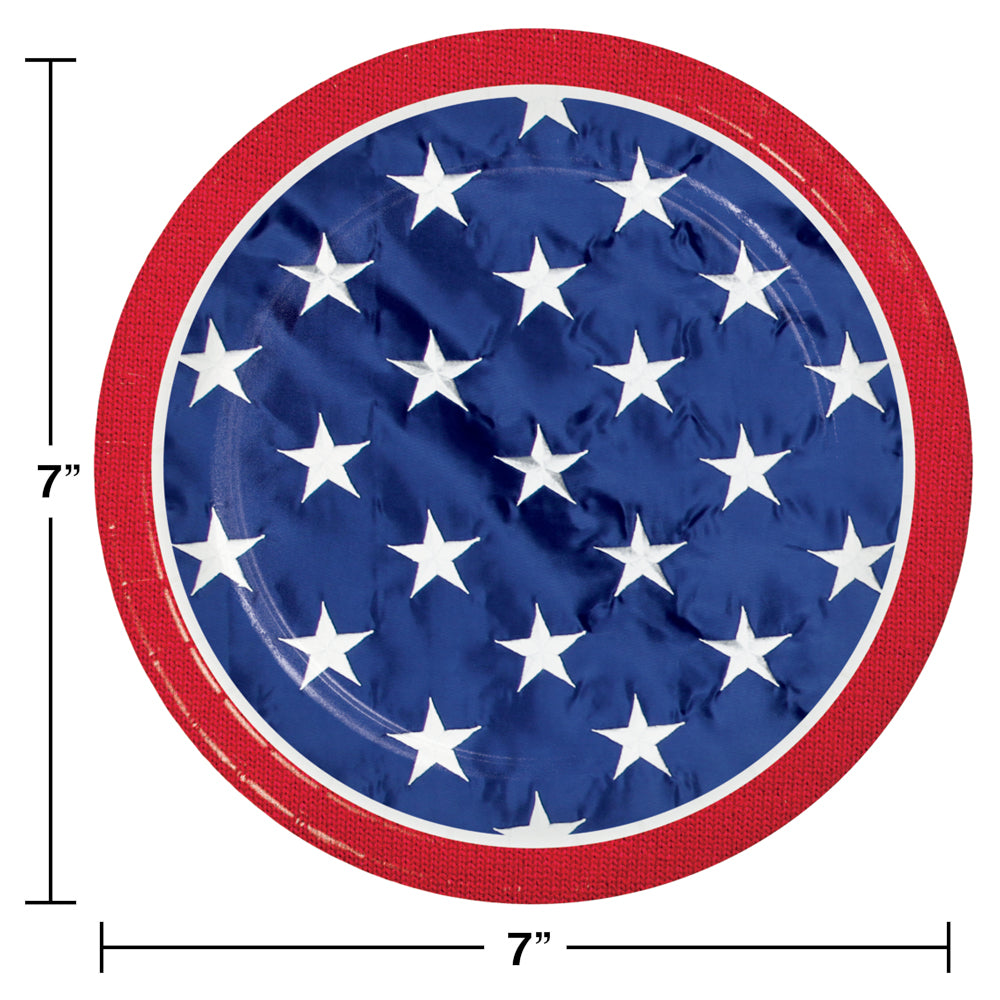 Patriotic Flag 7in Paper Plates 8ct | Patriotic