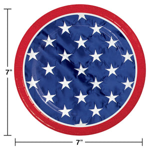 Patriotic Flag 7in Paper Plates 8ct | Patriotic