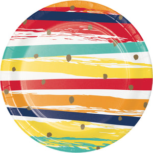 Birthday Stripes 7in plates 8ct | Generic Birthday