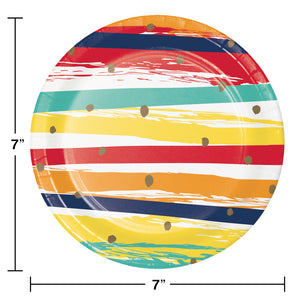 Birthday Stripes 7in plates 8ct | Generic Birthday
