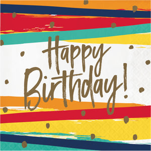 Birthday Stripes Luncheon Napkins 16ct | Generic Birthday