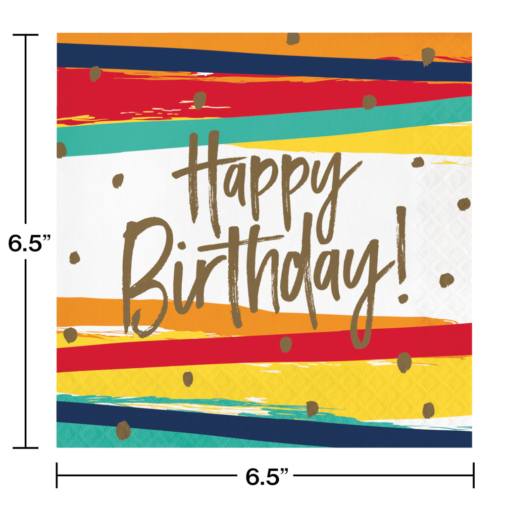 Birthday Stripes Luncheon Napkins 16ct | Generic Birthday