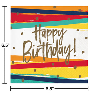 Birthday Stripes Luncheon Napkins 16ct | Generic Birthday