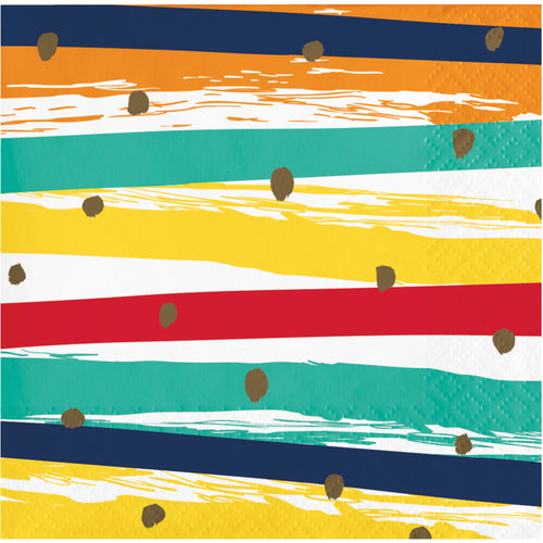 Birthday Stripes Beverage Napkins 16ct | Generic Birthday