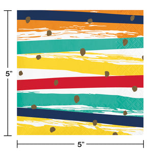 Birthday Stripes Beverage Napkins 16ct | Generic Birthday