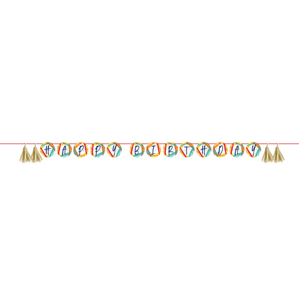 Birthday Stripes Ribbon Banner with Tassels | Generic Birthday