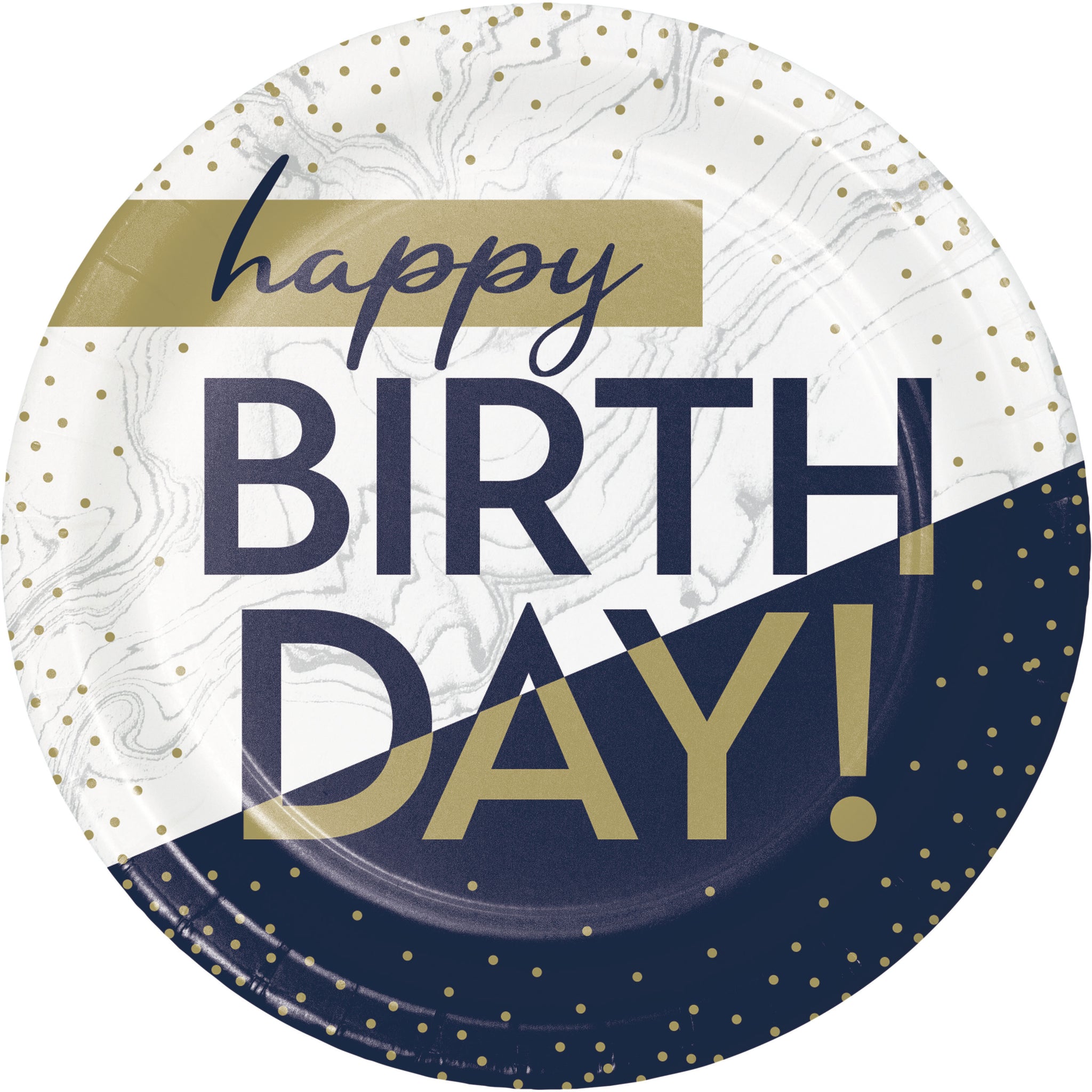 Navy and Gold 9in Plates 8ct | Milestone Birthday
