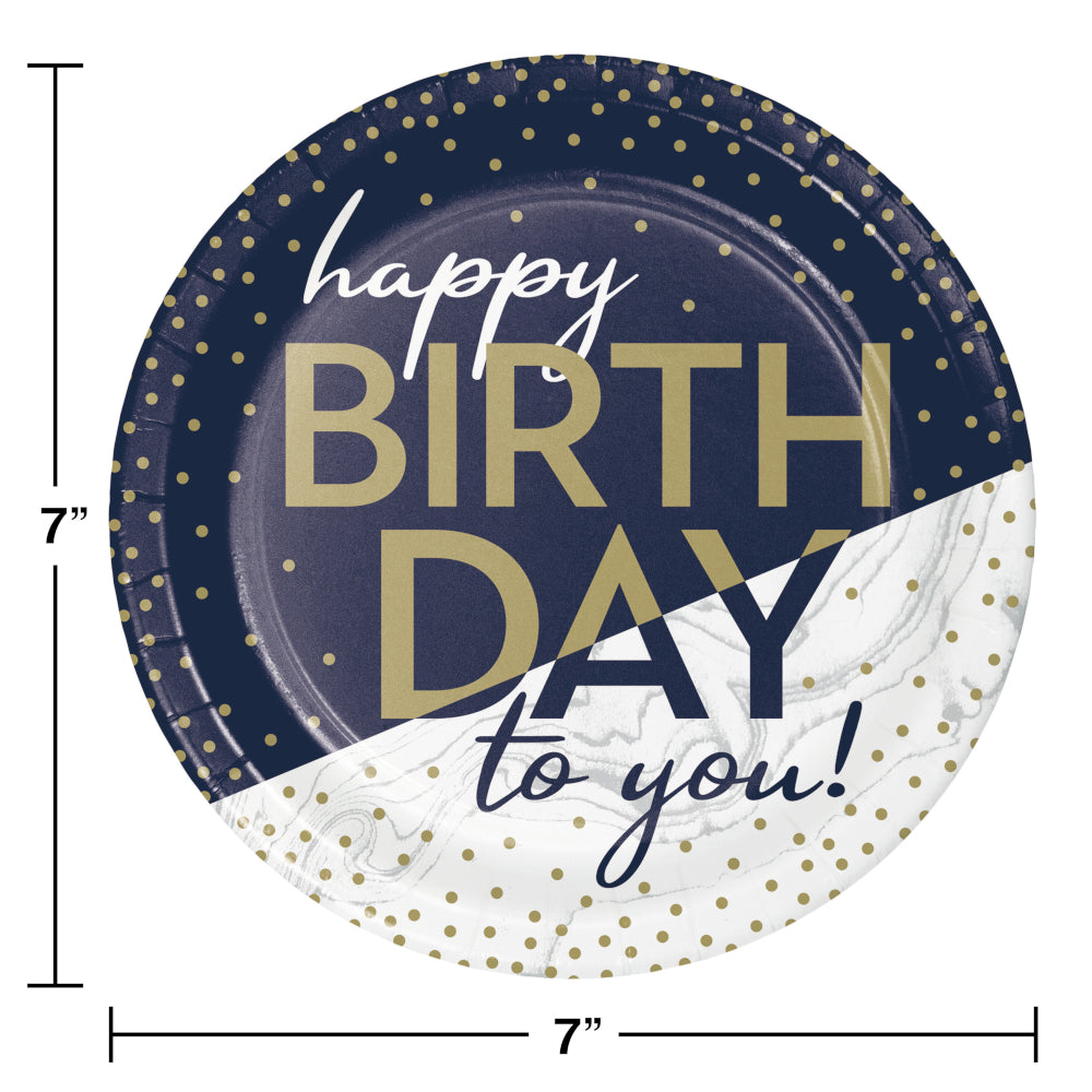 Navy and Gold 7in plates 8ct | Milestone Birthday