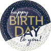 Navy and Gold 7in plates 8ct | Milestone Birthday