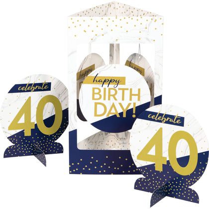 Navy and Gold Centerpiece 3ct | Milestone Birthday