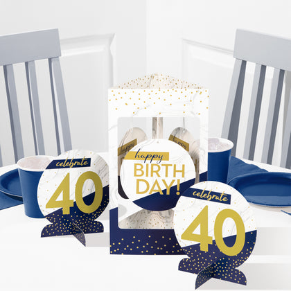 Navy and Gold Centerpiece 3ct | Milestone Birthday