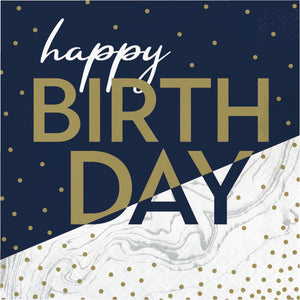 Navy and Gold Luncheon Napkins 16ct | Milestone Birthday