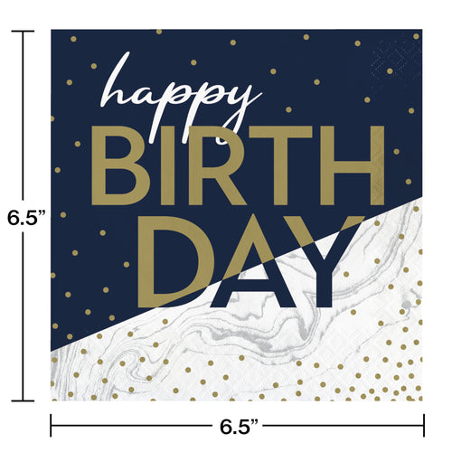 Navy and Gold Luncheon Napkins 16ct | Milestone Birthday