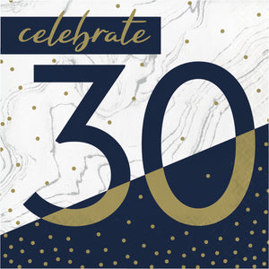 Navy and Gold 30 Luncheon Napkins 16ct | Milestone Birthday
