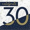 Navy and Gold 30 Luncheon Napkins 16ct | Milestone Birthday