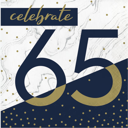 Navy and Gold 65 Luncheon Napkins 16ct | Milestone Birthday