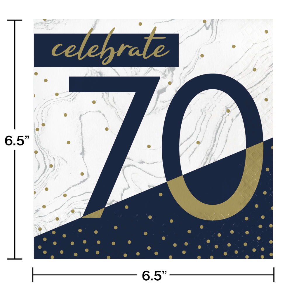 Navy and Gold 70 Luncheon Napkins 16ct | Milestone Birthday