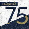 Navy and Gold 75 Luncheon Napkins 16ct | Milestone Birthday