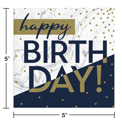 Navy and Gold Beverage Napkins 16ct | Milestone Birthday