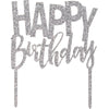 Silver Acrylic Happy Birthday Cake Topper | Generic Birthday