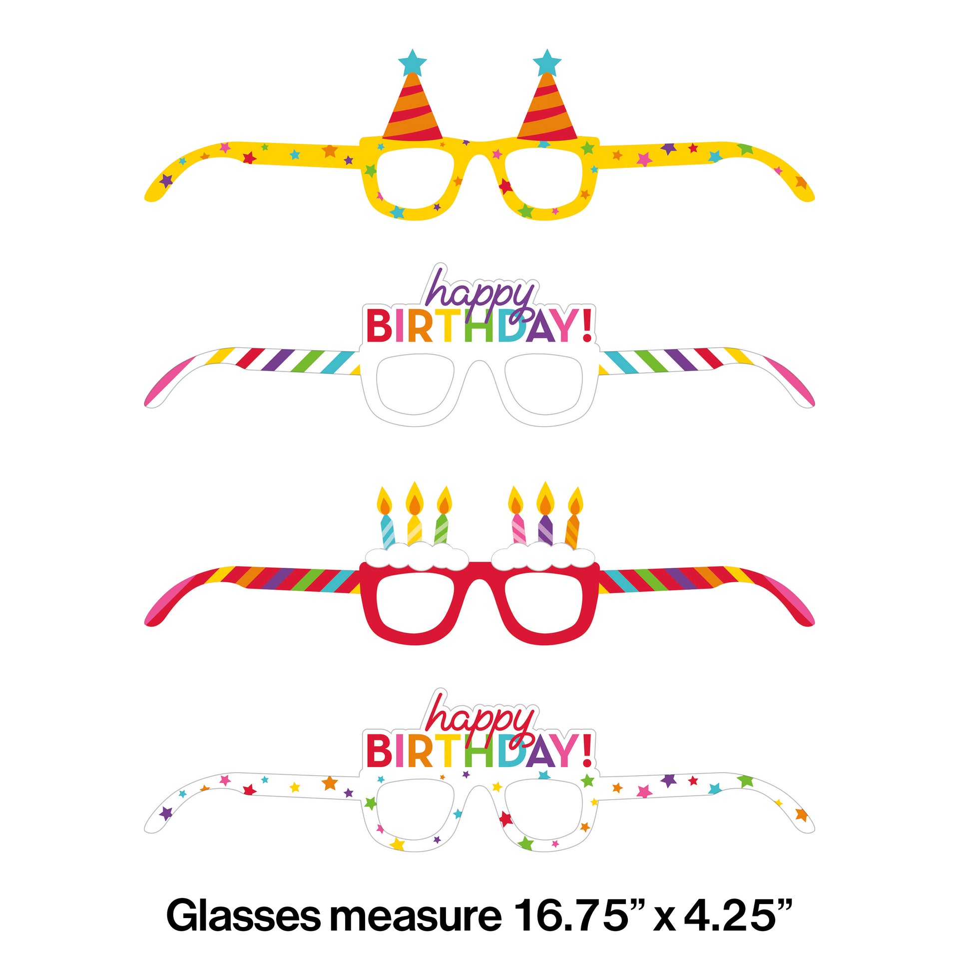 Happy Birthday Paper Glasses 4ct | Generic Birthday