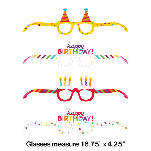 Happy Birthday Paper Glasses 4ct | Generic Birthday