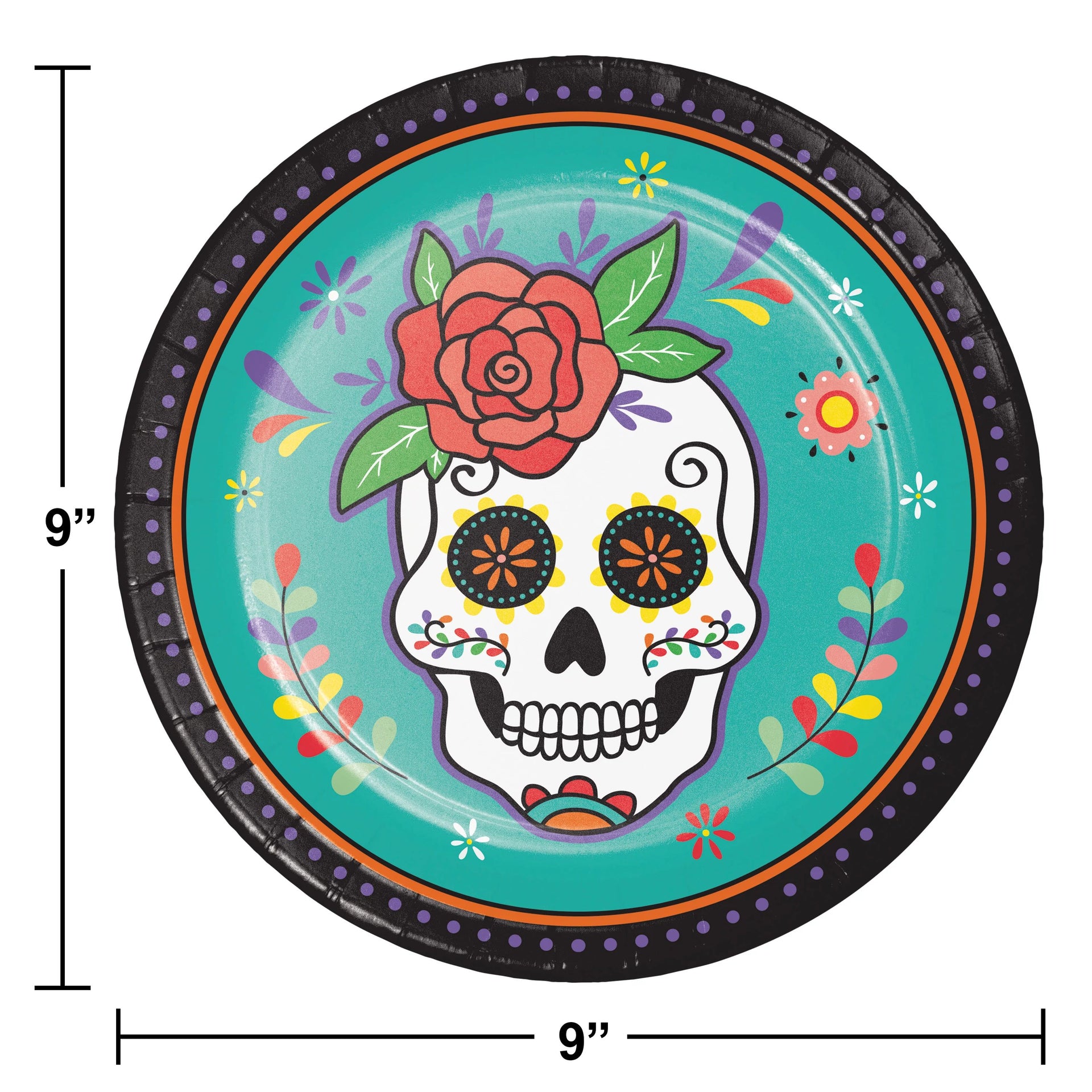 Dia De Los Muertos 9in Plates 8ct | Halloween