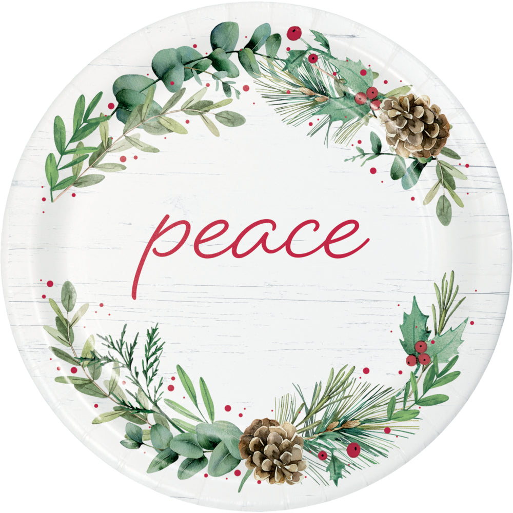 Peace 7in Paper Plates 8ct | Christmas