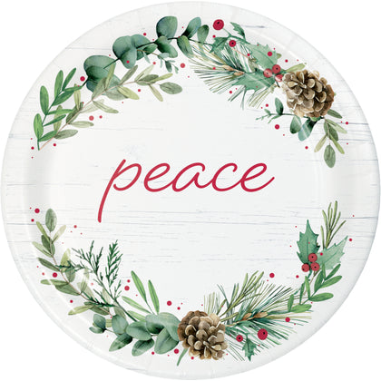 Peace 7in Paper Plates 8ct | Christmas